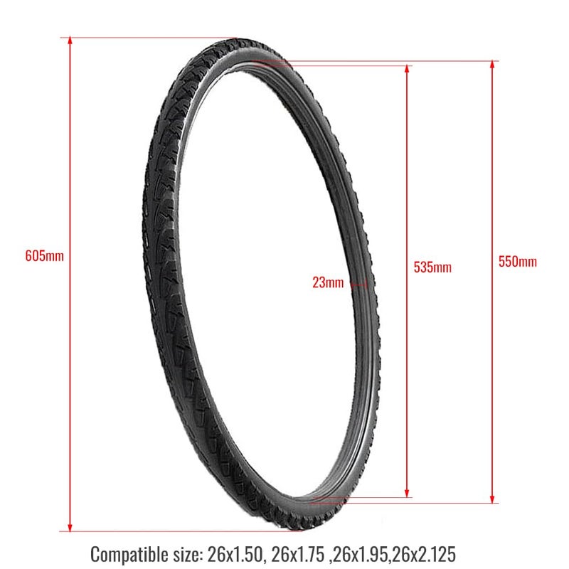Catazer 26x1.95/26x2.125/26x1.50 1 Pair Bcycle Tire Fixed Inflation Solid Tyre Bicycle Gear Solid for Mountain Bike(2 pcs) - Image 1